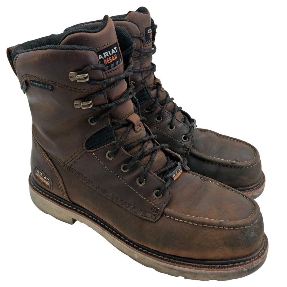 Ariat Rebar Boots Mens Size 11 EE Brown Leather Waterproof Work Composite Toe